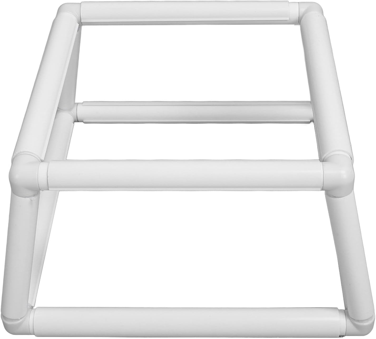 Double Layer Rectangular Embroidery Frame Set, Lap Stand Hoop Holder for Cross Stitch and Sewing, Sturdy PP Plastic Tube Embroidery Hoop with Clip for Fabric Painting Quilting (White)