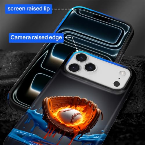 Coque iPhone 17 Pro Max en silicone liquide imprimé gant de baseball protection anti-choc - 6