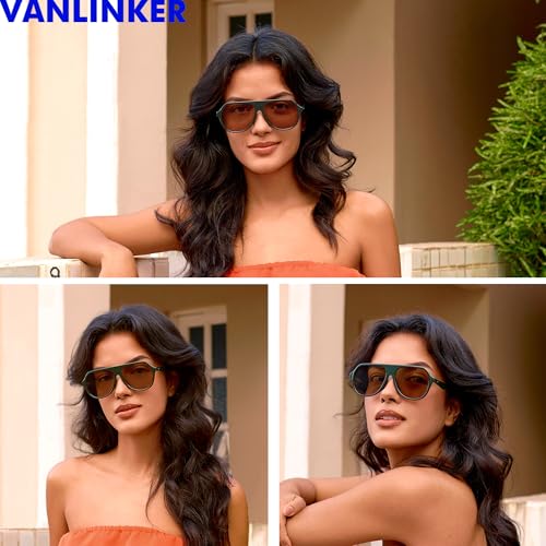 VANLINKER Retro Oversized Polarized Aviator Sunglasses for Women Men Vintage 70s Big Square Aviators VL98513