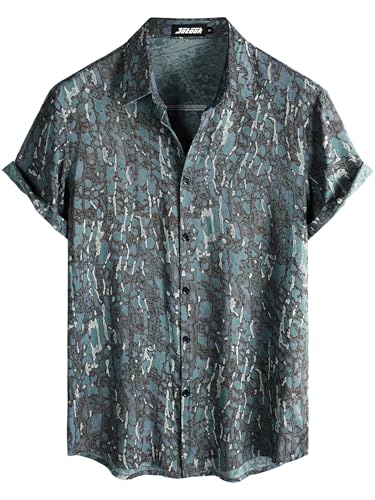 Image of JOTOOK Mens Hawaiian Shirt Short Sleeve Button Down Tropical Shirts Casual Floral Summer Beach Shirt