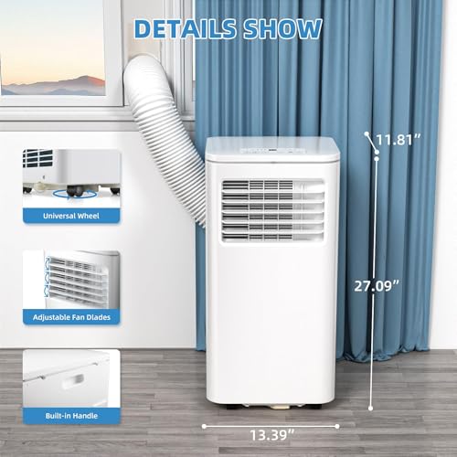 Image of Electactic Portable AC Units 8100 BTU, 4-in-1 Indoor Air Conditioner with Built-in Dehumidifier & Fan, Quiet Portable Air Conditioner for Home up to 350 Sq.Ft., 24-Hour Timer & Remote Control