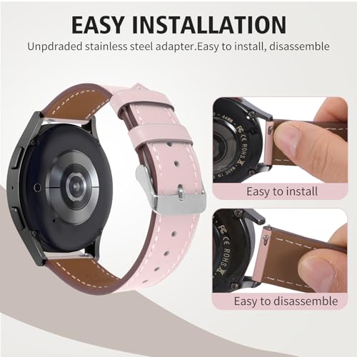 Italy Genuine Leather Watch Bands Men Women Compatible with Samsung Galaxy Watch Band, 20mm 22mm Lugs Watch Straps, Quick Release Wear-resistant Sweat-Resistant Smartwatch Replacement Strap