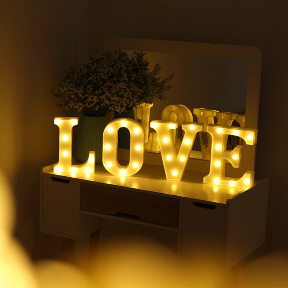 Lettres romantiques néon LED Love blanc chaud pour décoration murale de chambre