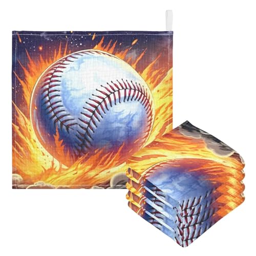 Image of Moudou Baseball Baby Muslin Washcloths 5 Pack, Absorbent Soft Cotton Baby Bath Face Towels Burp Cloths for Newborn Boys Girls, 12 x 12 Inch