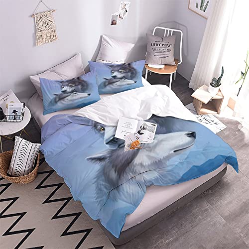 Loup housse de couette 240x260 parure de lit 2 personnes imprimée en 3D - 4