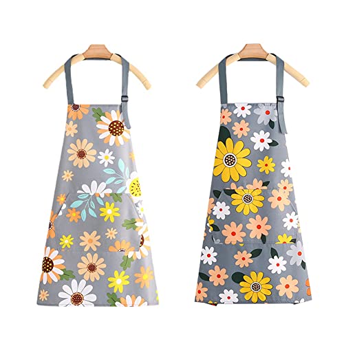 XUANYIJIE Lot de 2 tabliers de cuisine imperméables réglables avec poches pour femme, multicolore Cover