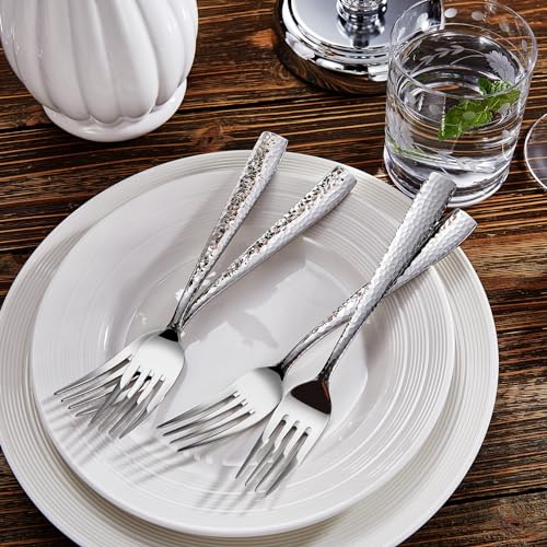 KEAWELL Premium 20/45/65 Piece Louis Hammered Silverware Set with Squared Edge, 18/10 Stainless Steel, Service for 4/8/12, Fine Flatware Set, Dishwasher Safe (65) by KEAWELL - Image 4