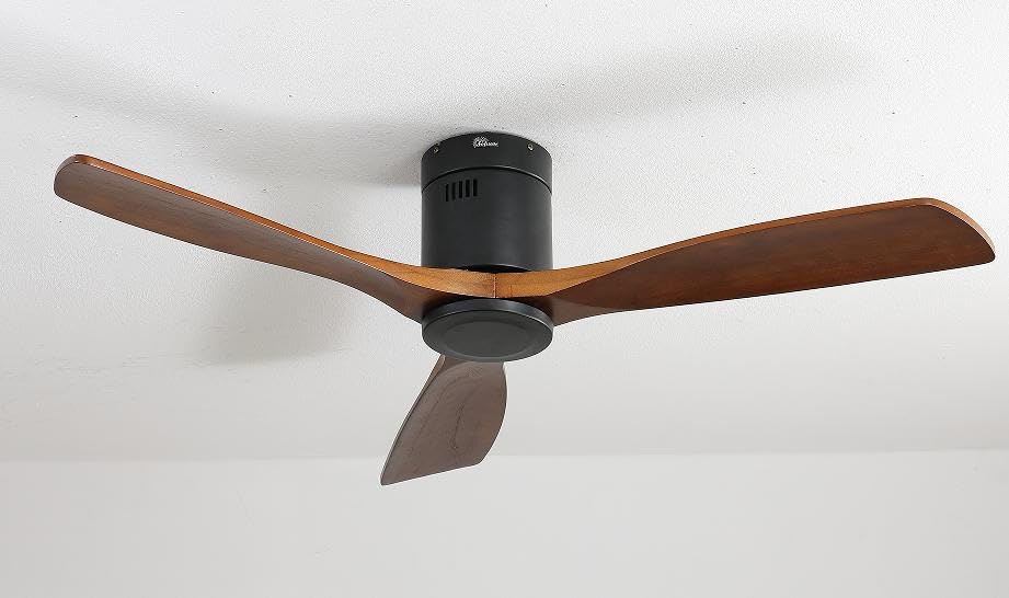 Sofucor 132cm Smart Ventilador de Techo con Alexa/APP/Google, Mando a Distancia, WiFi, Motor DC, Temporizador, 6 Velocidades, Silencioso Madera Maciza Ventilador Techo sin Luz para Salon