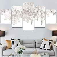 SIGNWIN 5 Panel Canvas Wall Art Modern Art Decorative Elements Expressive Leaves Multicolor Patterns Photography for Home Decorations Ready to Hang - 60