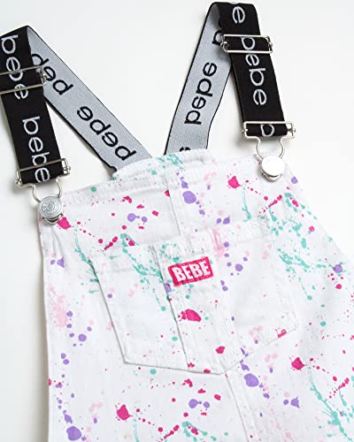 Bebe Girl's Overalls – Short Sleeve T-Shirt And Jogger Sweatpants 2-Piece Romper Jumpsuit, Size 7/8, White #TOP2