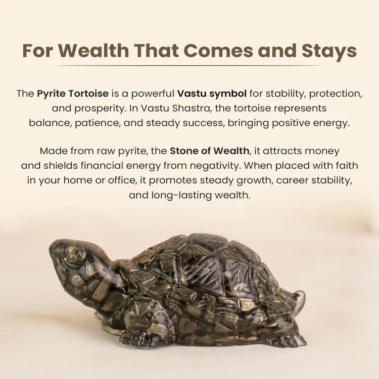 Image of Astrotalk Pyrite Tortoise (Kachhua) 2.7x1 Inch | Pyrite Resin Turtle for Good Luck & Wealth | Crystal Tortoise for Good Luck for Home | Vastu Items for Housewarming Gift | Home Decor for Living Room