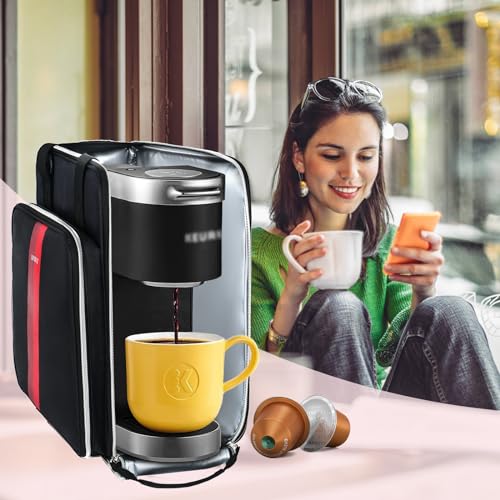 Image of LEFOR.Z Coffee Maker Travel Bag Compatible with Keurig K-Mini /K-Mini Plus /Mate Plus,Single Serve Coffee Brewer Carrying Case with Multiple Pockets for K-Cup Pods & Accessories(Bag Only)