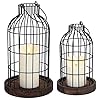 Modern Farmhouse Decor Candle Holder with Electronic Candle, Rustic Farmhouse Lantern Decor Wire Metal Cloche Set Home Decor Candle Lantern for Living Room, Dining Table, Mantle, Fireplace
