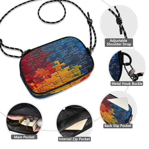 STAYTOP Puzzle Fragment Pattern Small Crossbody Bag Cellphone Purse Wallet for Women & Men,Mini Travel Purse-Puzzle Fragment Pattern4