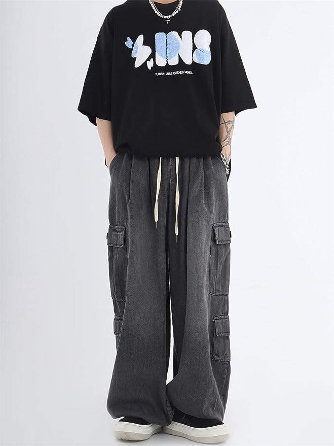 Women's Baggy Jeans Mens Grunge Cargo Pants Y2K Emo Demin Clothes Goth Parachute Sweatpants Vintage Jogger Clothing2