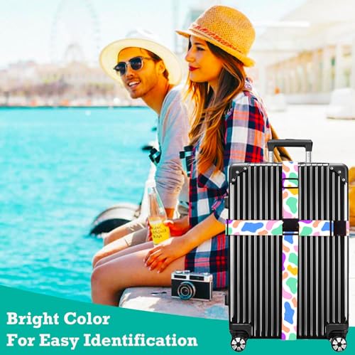 Image of Luggage Straps for Suitcases TSA Approved Easy Pack Organized Suitcase Strap, Luggage Strap, Luggage Belt Strap, Bag Straps for Luggage. Buckle Straps Travel Accessories (Cow Printing)