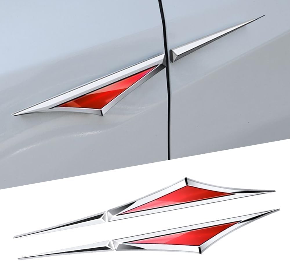 QIZUN 1 Pair Car Exterior Emblems Badge Sticker for Skoda Octavia Fabia Kamiq Kapoq Kodiaq Rapid SCALA Superb, 3D Car Decals Sporty Side Body Stickers for Exterior Styling,Red