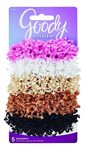 Goody Ouchless Hair Scrunchie, Chenille and Cotton, 5 Count