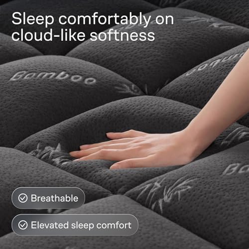Image of Niagara Ultra Soft Full Size Mattress Topper - Viscose Made from Bamboo Pillow Top Mattress Pad for Back Pain Relief - Naturally Cooling for Hot Sleepers, fits 6-18 inch Mattress, 600GSM, Dark Gray