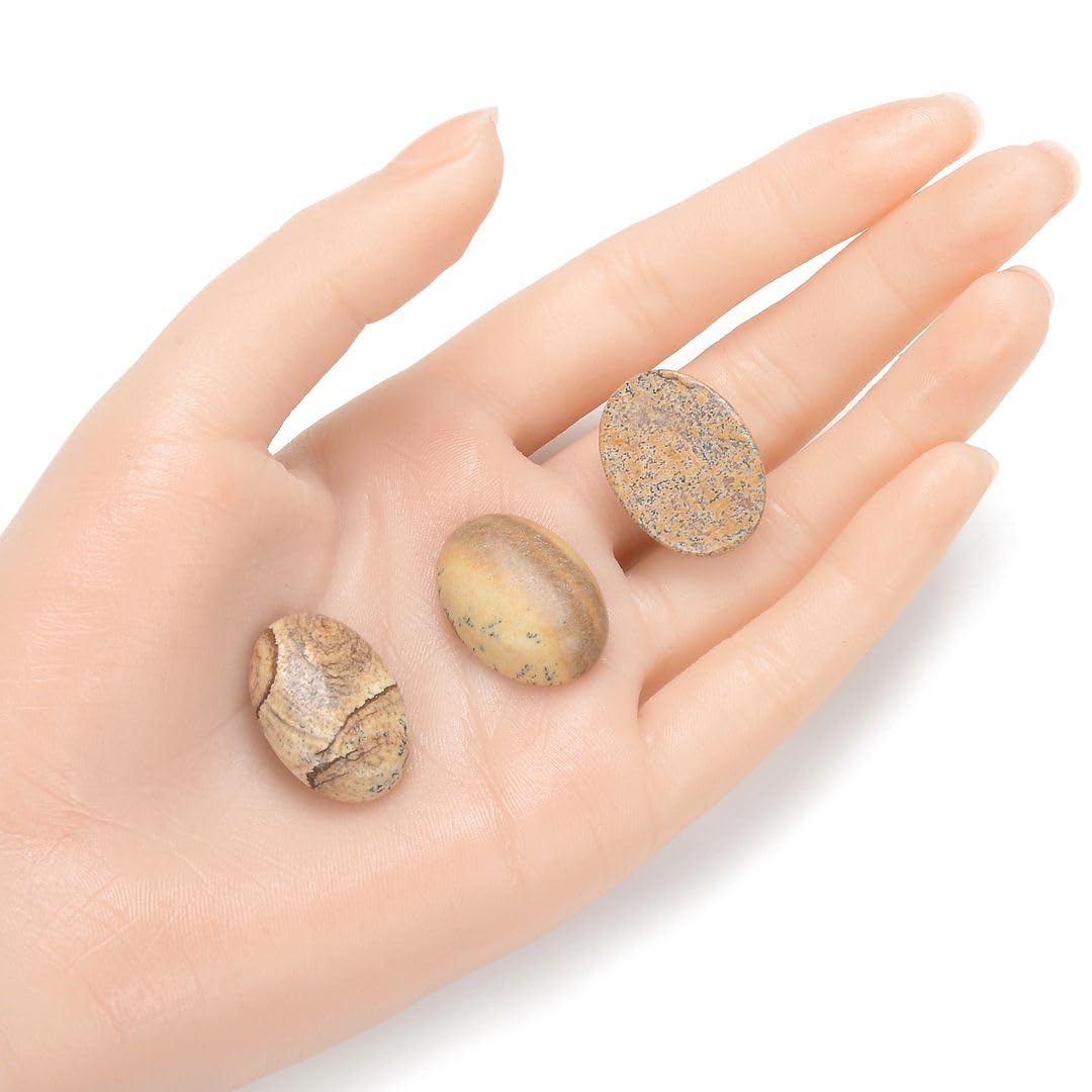 16 Stück natürlicher Jaspis flache Rückseite ovale Edelsteine Cabochons 25 x 18 mm für Schmuckherstellung GP20
