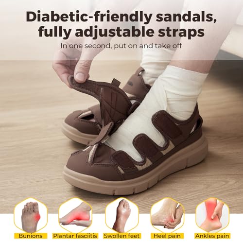 Image of FitVille Diabetic Sandals for Men Wide Width with Arch Support Comfortable Mens Diabetic Sandals Fully Adjustable Straps Lightweight