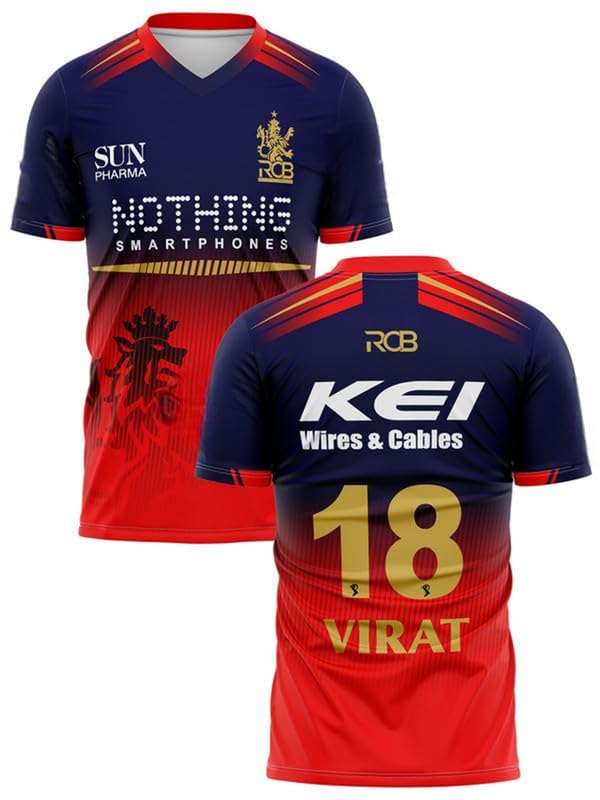 New VIRAT 18 RCBB Cricket Jersey 2026 Half Sleeve Red for Men & Boys (12-13Years)