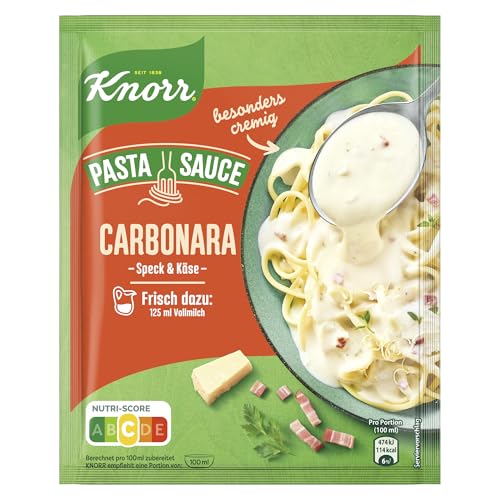 Knorr Pasta Sauce Carbonara leckere Nudelsauce mit Speck und Käse 250 ml