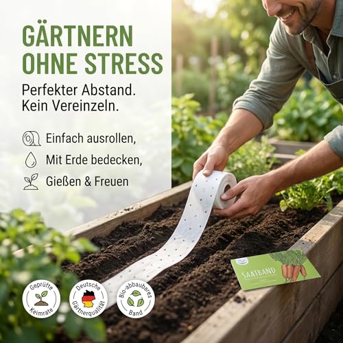 5m Saatband Karotten Samen (Nantaise 2 - Daucus carota) - Saftig, knackige Möhren ideal für die Anzucht im Garten, Balkonkasten & Gemüsebeet