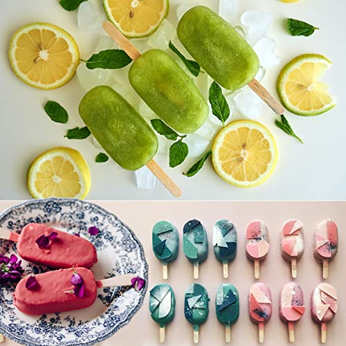 Sakolla 2 Pack Silicone Popsicle Molds, 4 Cavities Oval Mini Ice Pop Molds with 50 Wooden Sticks for Homemade Cake Pop, Cakesicles, Ice Cream (White) - Image 5