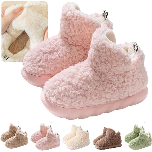 Winter Soft Warm Bootie Fluffy Plush Slip-On Booty Slipper, Women's Indoor Outdoor Lovely Fleece Booties (B,6-7)