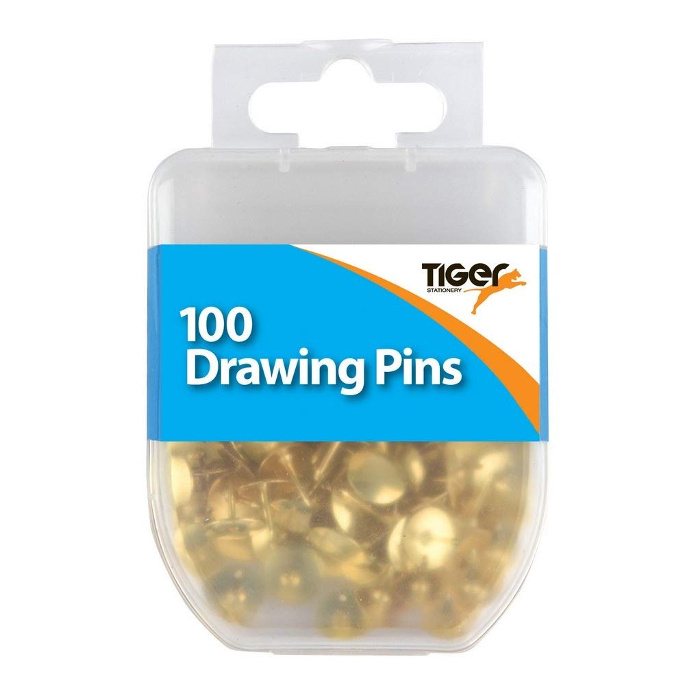 Tiger : Brass Drawing Pins : Pack of 100