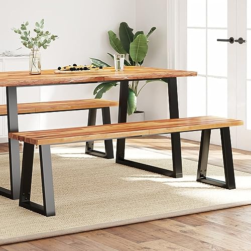 Gecheer Banco con Borde Vivo Madera Maciza de Acacia 160 cm