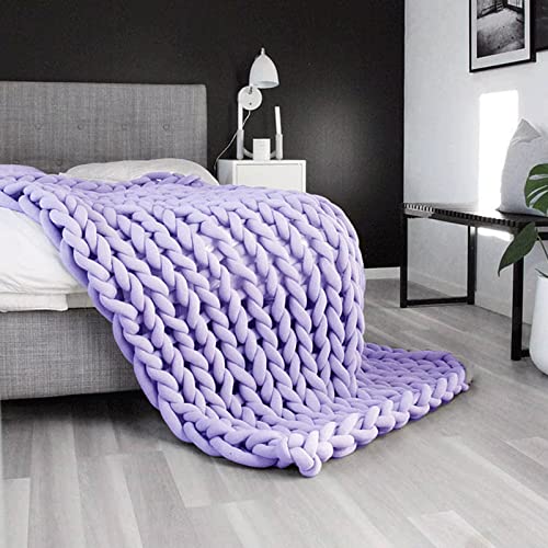 Arm Knitting Yarn For Chunky Braided Knot Throw Blanket Diy, Soft Extra Cotton Washable Tube Bulky Giant Yarn For Weave Craft Crochet (Light Purple 2.2Lb) #TOP3