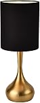 Lampe de table moderne Mid Century Gold, 17.3" Petit éclairage de bureau avec base de gouttelettes en métal laiton, noir Cylindre Drum Shade, Lampe de chevet pour chambre Salon Bureau