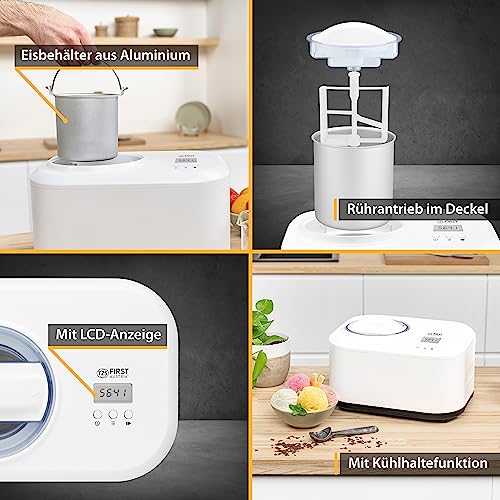 TZS First Austria Eismaschine & Joghurtbereiter | Ice Cream Maker selbstkühlend mit Kompressor und entnehmbarem 1 Liter Eisbehälter | Joghurtmaschine für zuhause - inkl. Messbecher & Spachtel – Bild 5