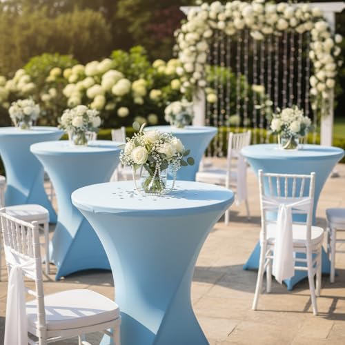 Cocktail High Top Table Cover Covers Tablecloth (32'' x 43'', Light Blue) by iEventStar - Used condition - Image 2
