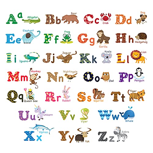 Decowall Dat-1308L Alphabet Abc And Animals Kids Wall Decals Wall Stickers Peel And Stick Removable Wall Stickers For Kids Nursery Bedroom Living Room (Large) #TOP3