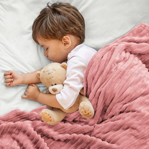 Image of BEDELITE Baby Blankets for Boys Girls 30 inchx 40 inch - 3D Ribbed Jacquard Cute Fuzzy Fleece Blanket, Warm and Breathable Soft Cozy Infant Toddler Blanket for Newborn All Seasons Suitable, Pink