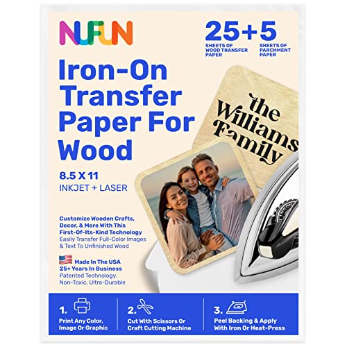 NuFun Activities Heat Transfer Paper for Wood, 8.5x11in, 25 Sheets