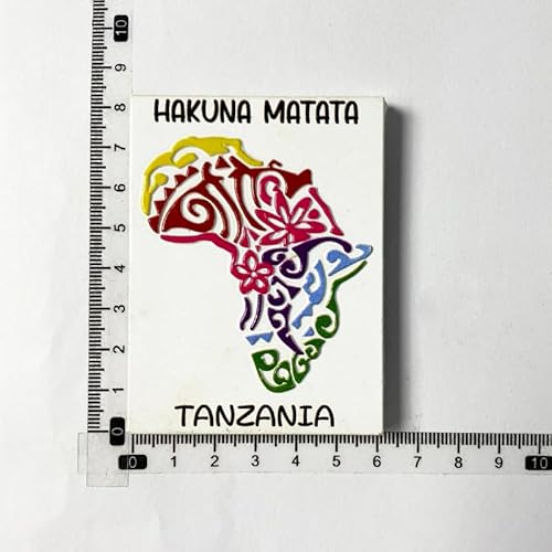 Hakuna Matata Tanzania Magnet, Africa Map Design, Colorful Floral Pattern, Souvenir Gift