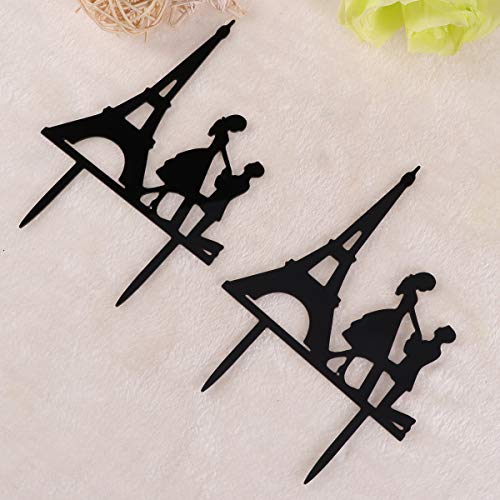 Ifundom Mr And Mrs Eiffel Tower Cake Toppers Black Acrylic Bride And Groom Cupcake Decor Party Supplies For Wedding Valentine' S Day For Cake Topper Decoration #TOP2
