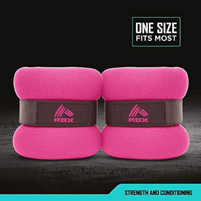 RBX Ankle and Wrist Weights for Women and Men - Velcro Straps, Made for Jogging, Walking, Resistance Training, and Physical Therapy (Set of 2) - Soft Touch Material