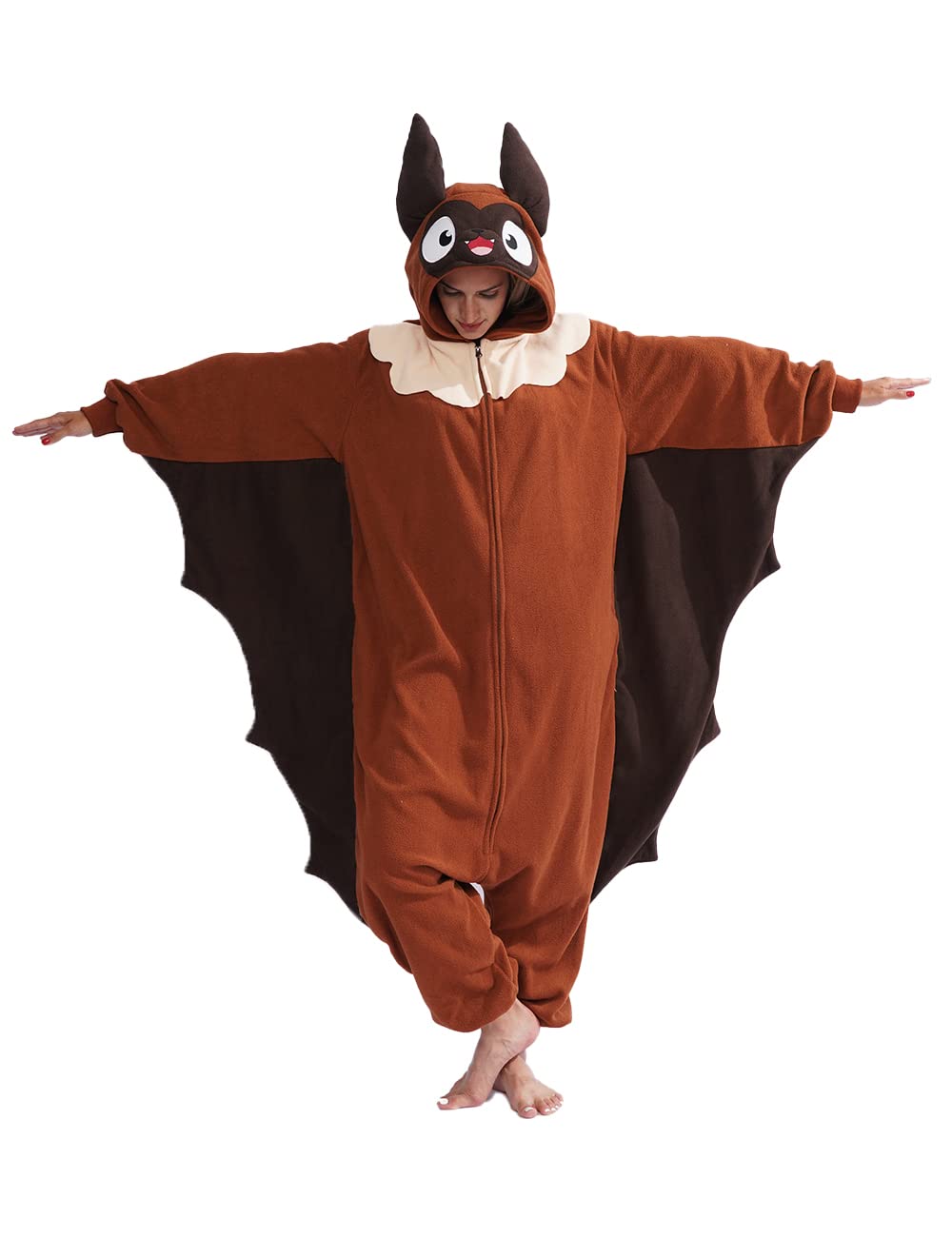 vavaladAdult Bat Onesie Pajamas Bat Halloween Costume Cosplay Onesie Women Men