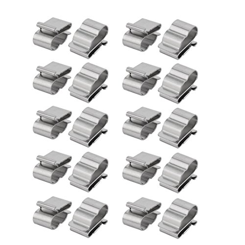 sourcing map Solar Photovoltaic Part 304 Stainless Steel Tube Clip Clamp Silver Tone 20pcs