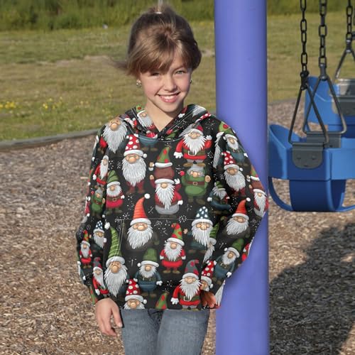 Kids Hoodies Sweaters Christmas Xmas Gnome Dwarfs Hooded Sweatshirts with Big Pockets for Boys Girls B04004444