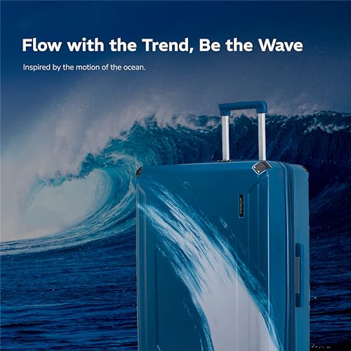 Image of Provogue Wave Hard-Sided PC 65 Cm Trolley Bags for Travel Medium Size | Expandable Luggage Suitcase with 8 Wheels | TSA Lock | 5 Year Warranty (Admiral Blue)