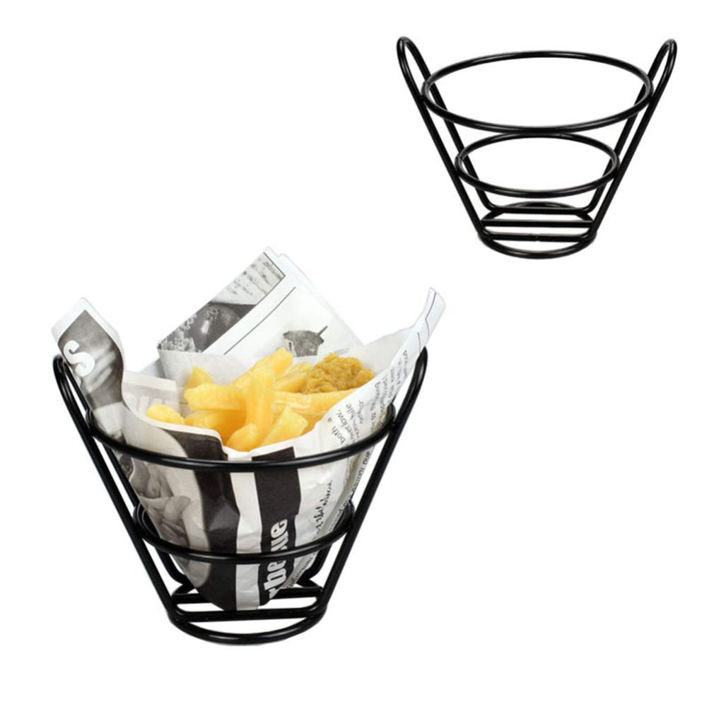 French Fries Stand Cone Basket Fry Holder Metal Wire Cone Snack Fried Chicken Display Rack Wire Stands for Kitchen Restaurant Party Supplies