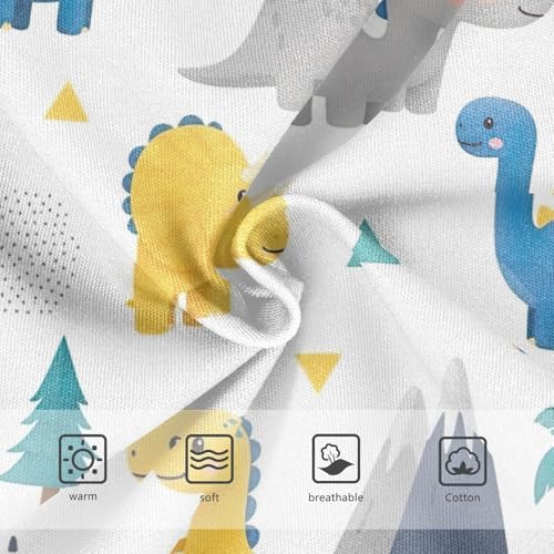 Girls Panties, Cute Cartoon Dinosaur White Toddler Girl Briefs, Girls' Cotton Brief Underwear, 2T–8 Years3