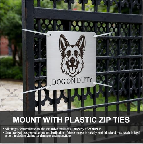 Image of Beware of Dog Sign, German Shepherd, 8x8 Inch, Durable Steel, Triple Mount