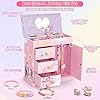 10Pcs Musical Unicorn Jewelry Box for Girls Toys for Age 3, 4, 5, 6, 7, 8 Jewelry Set Kids with Spinning Musical Unicorn Box Birthday Gifts for Toddler Necklace Bracelet Rainbow Pink Christmas Gift #4